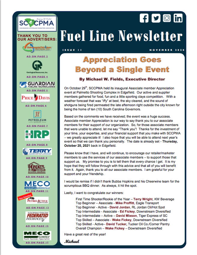 November 20 fuel line newsletter cover